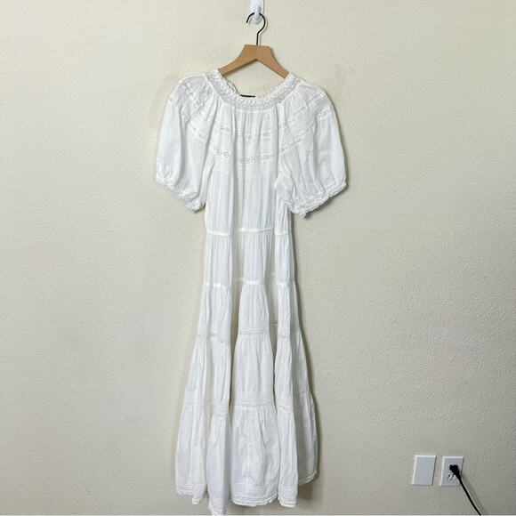 THE GREAT. White Prairie Bird Maxi Tiered Dress Eyelet Womens Size 2 / US M - Picture 4 of 10